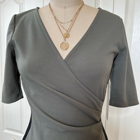 Almost Famous Dress Olive Black Semi Formal to Business Outfit Sexy Classy Style - Picture 2 of 8